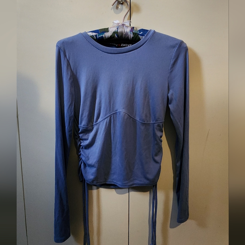 Flattering Cinched Ribbed Long Sleeve